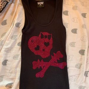 PUNX N KISSES BEDAZZLED WIFE BEATER CROP